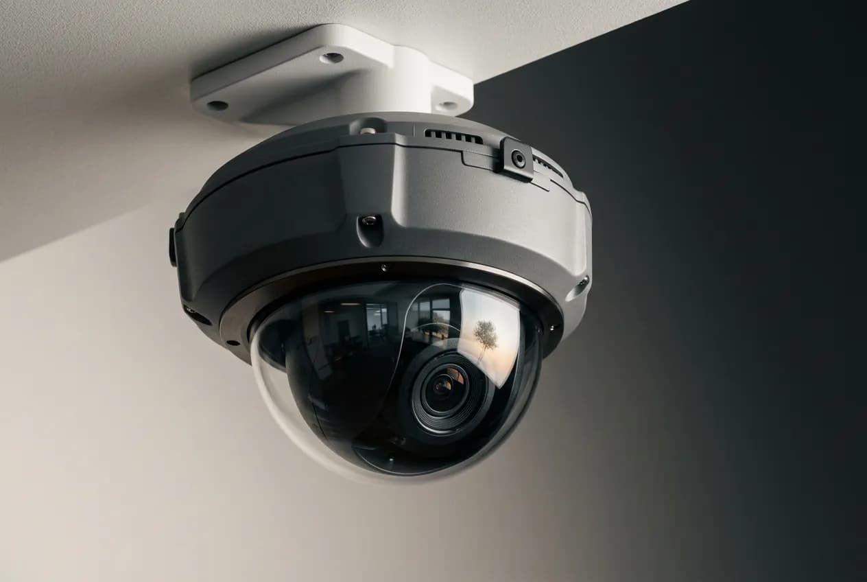 Caméra IP Hikvision extérieure montée sur façade de villa à Agadir